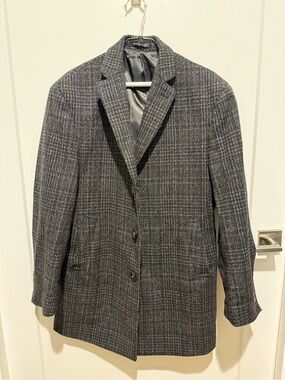 Calvin Klein Wool Plaid Top Coat - 36S